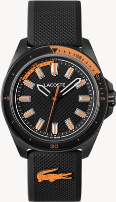 Lacoste CAPBRETON Three-Hand Quartz (43mm) Black Dial / Black Silicone Strap 2011495