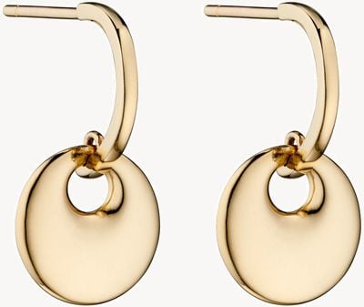 Elements Gold 9k Yellow Gold Bold Organic Disc Earrings GE2292