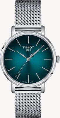 Tissot Everytime Quartz Lady (34mm) Turquoise Dial / Steel Mesh Bracelet T1432101109100