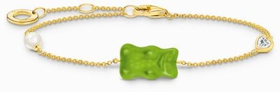 Thomas Sabo x HARIBO Green Goldbear Gummy Bear Gold-Plated Sterling Silver Bracelet A2151-445-6-L19V
