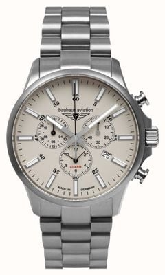 Bauhaus Aviation Titanium Quartz Chronograph (42mm) Beige Luminous Dial / Titanium Bracelet 2880M5