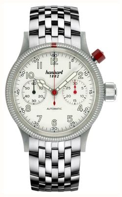 Hanhart PIONEER Mk I Automatic Chronograph (40mm) Antique White Dial / Stainless Steel Bracelet 714.200-6428