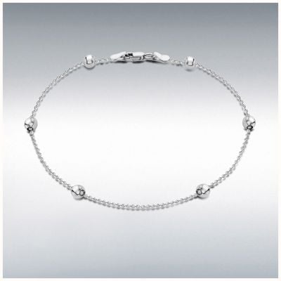 IBB Sterling Silver 6 x 4mm Ball Chain Anklet 23cm/9 8.21.6654