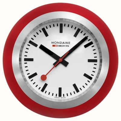 Mondaine Globe Clock (60mm) White Dial / Stainless Steel Case and Red Silicone Base A660.30335.16SBP
