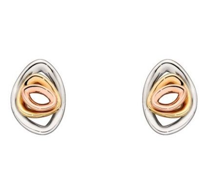 Elements Gold GE2171 9ct White Yellow Rose Gold Pebble Shape Jewellery