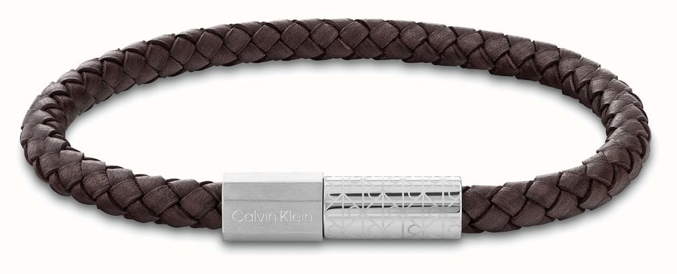 Calvin Klein INDUSTRIAL FACETS Brown Leather Bracelet 35100089