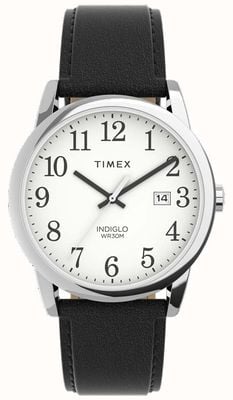 Timex Men's Easy Reader White Dial Black Leather Strap TW2V68800