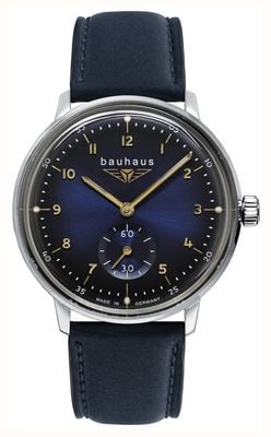 Bauhaus Classic Small-Seconds Quartz (35mm) Blue Dial / Blue Leather Strap 20373