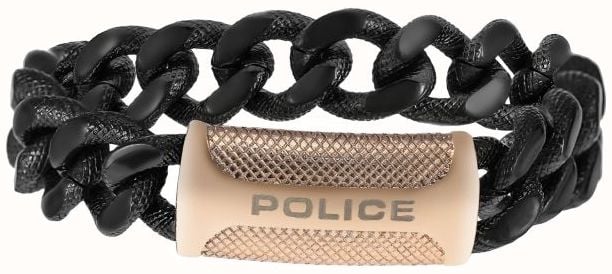 Police Men s Black Rose Gold PVD Plated Bracelet 25508BSB 05 L First Class Watches