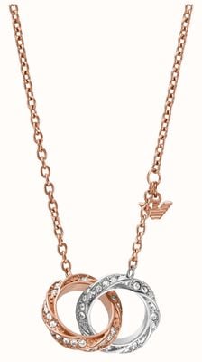 Emporio Armani Women's Crystal-Set Rose Gold-Tone Stainless Steel Interlocking Ring Necklace EGS3004221