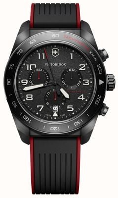 Victorinox Swiss Army Quartz Chronograph (42mm) Black Dial / Black & Red Rubber Strap 242051