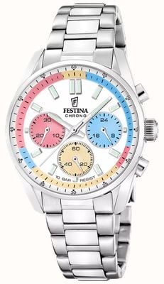 Festina Boyfriend Quartz Chronograph (37.5mm) Multi-Coloured Dial / Stainless Steel Bracelet F20753/6