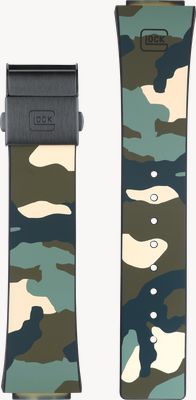 GLOCK Precision Forest Camouflage Silicone Strap / Black Hardware (24mm) - STRAP ONLY GB-PU-CAMOFOREST-BC-24