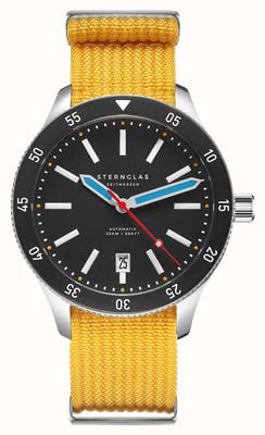 STERNGLAS Marus 2.0 Automatic (42mm) Black Dial / Yellow Nylon Strap S02-MA43-FI01