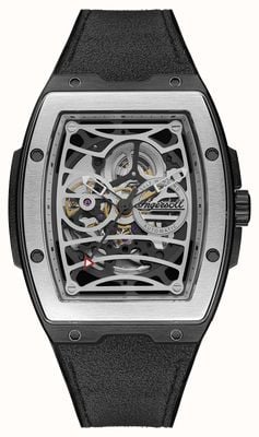 Ingersoll THE CHALLENGER Automatic (42mm) Silver Skeleton Dial / Black PU Strap I12306