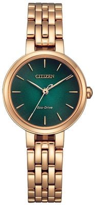 Citizen Women's Eco-Drive (28mm) Green Dial / Rose Gold-Tone Stainless Steel Bracelet EM0993-82Z