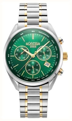 Roamer Men's Pro Chrono (42mm) Green Dial / Two-Tone Stainless Steel Bracelet 993819 47 75 20