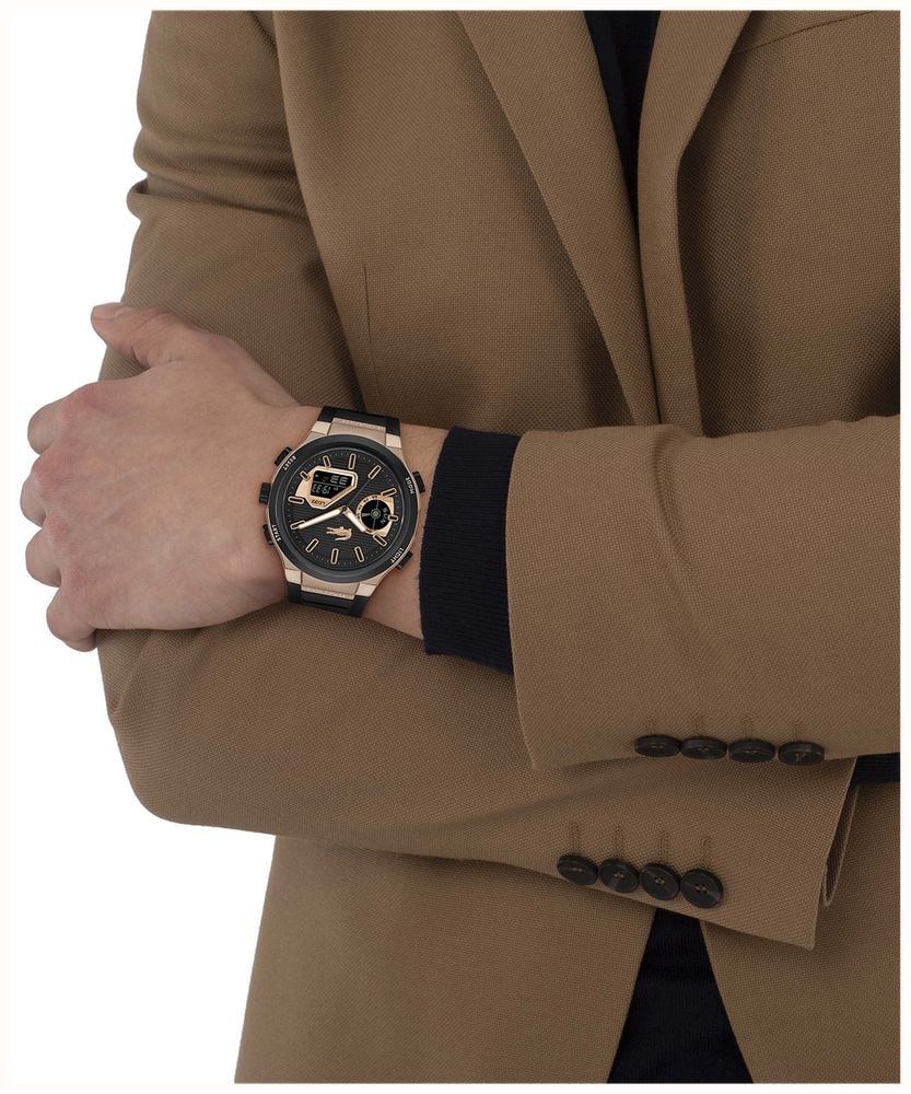 Lacoste Bronze And Black Silicone Strap LC33 Watch 2011517 - alternate view 5