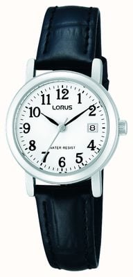 Lorus Classic (26mm) White Dial / Black Leather Strap RH765AX5