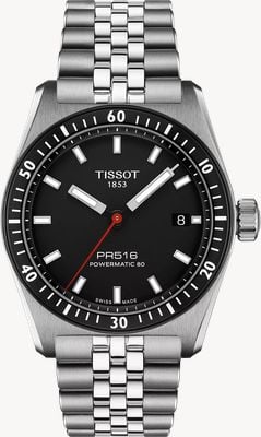 Tissot PR516 Powermatic 80 (38mm) Black Dial / Stainless Steel Bracelet T1494071105100