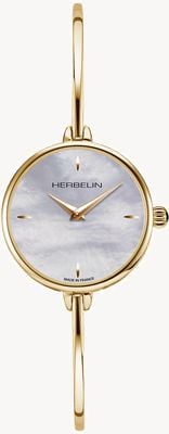 Herbelin Fil Women's Mother of Peal Gold PVD Bangle Watch 17206BP19
