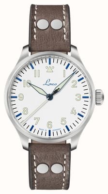 Laco Augsburg Polar 39 Automatic Limited Edition (39mm) White Dial / Brown Leather Strap 862183