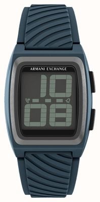 Armani Exchange Digital Multi-Function (42mm) Negative Display / Blue Silicone Strap AX2970