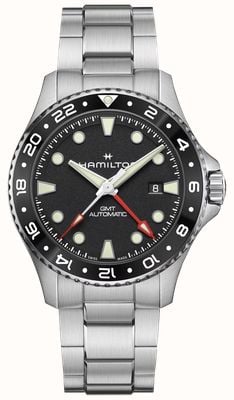 Hamilton Khaki Navy Scuba GMT Automatic (43mm) Black Dial / Stainless Steel Bracelet H82555130