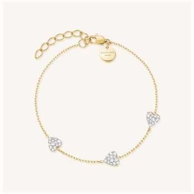 Rosefield Jewellery 3 Hearts Bracelet Gold Plated With CZs JB3HG-J1278