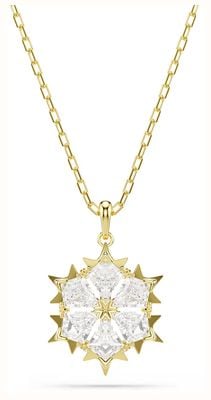 Swarovski Magic pendant, Mixed cuts, Snowflake, White, 18K gold finish 5757788