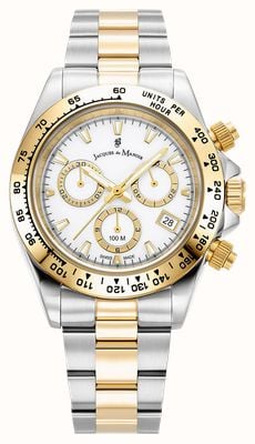 Jacques Du Manoir Pheonix Chronograph (40mm) White Dial / Two-Tone Stainless Steel Bracelet JWG03703