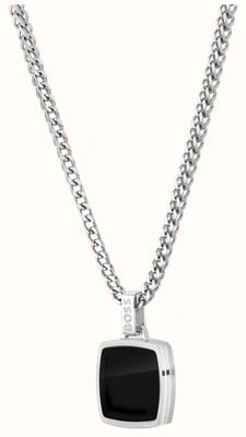 BOSS Jewellery Men's Odell Black Pendant Stainless Steel Necklace 1580648