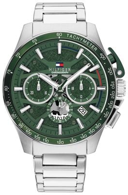 Tommy Hilfiger Bank Stainless Steel Green Dial Watch 1792293