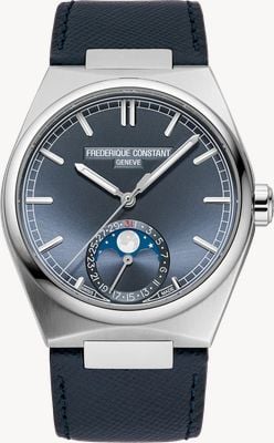 Frederique Constant Manufacture Highlife Moonphase Date Automatic (39mm) Blue Sunray Dial / Blue Saffiano Leather Strap FC-716BL3NH6