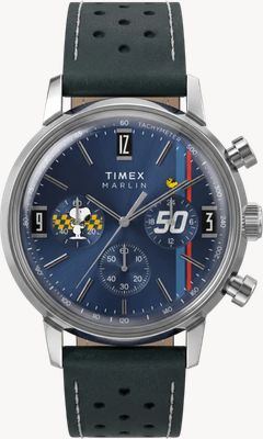 Timex PEANUTS MARLIN 40mm Leather Blue Strap Watch TW2Y85300