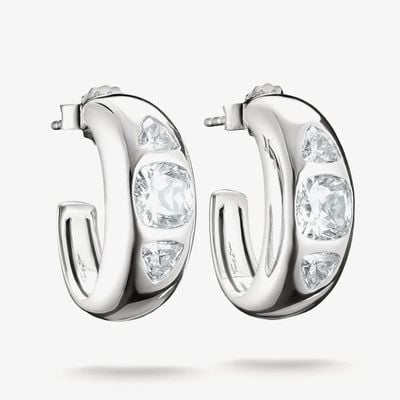 Thomas Sabo Silver Hoop Earrings With Zirconia Stones Bold Elegance CR759-051-14