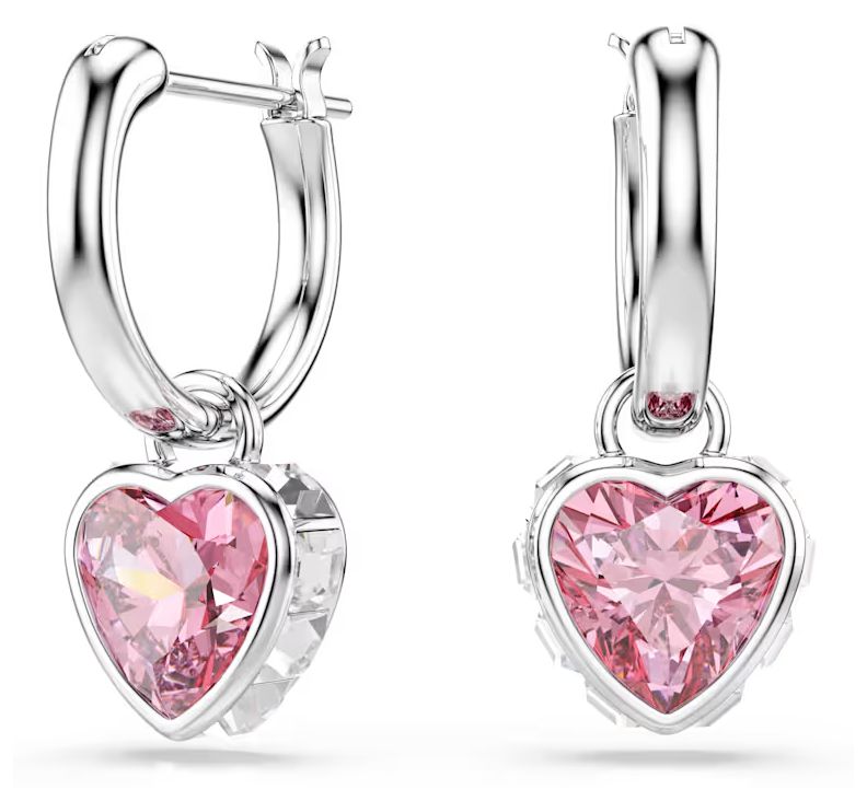 Swarovski 5757814 Chroma drop earrings, Heart, Pink, Rhodium Jewellery