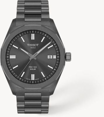 Tissot PRC 100 Solar (39mm) Anthracite Dial / Anthracite PVD Stainless Steel Bracelet Watch T1514223306100