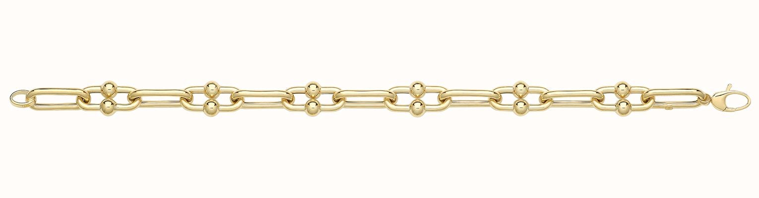 James Moore TH 9ct Yellow Gold Hollow Bubble Link Bracelet BR677