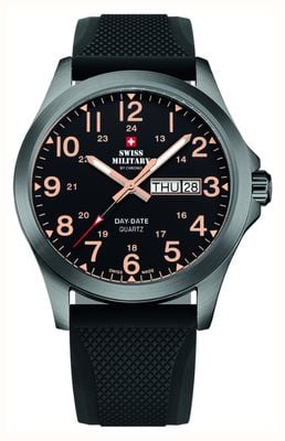 Swiss Military by Chrono Men's Day-Date (42mm) Black Dial / Black Rubber Strap SMP36040.31