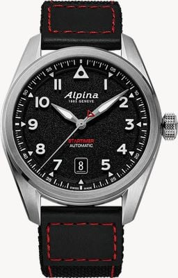Alpina Startimer Pilot Automatic (40mm) Textured Black Dial / Black Cordura Textile Strap AL-525BW4S36