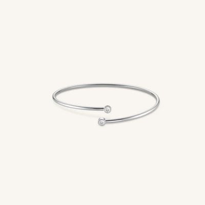 Rosefield Jewellery Double Crystal Silver Stainless Steel Bangle JBDCS-J1214