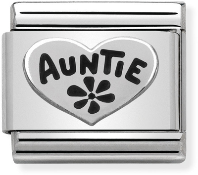 Nomination Classic Auntie Heart Oxidised Sterling Silver & Steel Charm 330101/17
