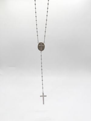 Treasure House Silver Rhodium plated rosary Bead Necklace J63175