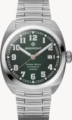 Bremont Terra Nova Date Automatic (40.5mm) Gradient Green Metal Dial / Stainless Steel Bracelet TN40-DT-SS-GN-B