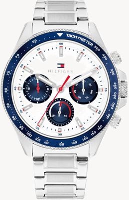 Tommy Hilfiger Men's Clark (44mm) Silver Dial / Stainless Steel Bracelet 1792238