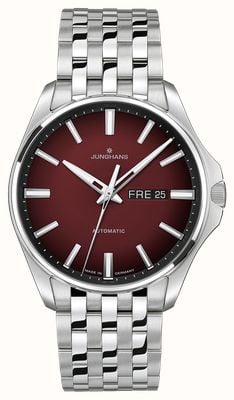 Junghans Meister S Automatic Day/Date (40.5mm) Dark Red Fumé Dial / Stainless Steel Bracelet 27/4616.44