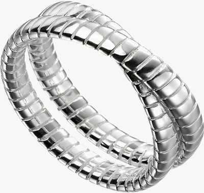 Elements Silver Sterling Silver Double Band Cross Over Textured Ring R3725