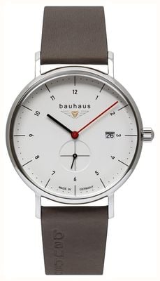 Bauhaus Classic Small-Seconds Quartz (41mm) White Dial / Brown Leather Strap 21301