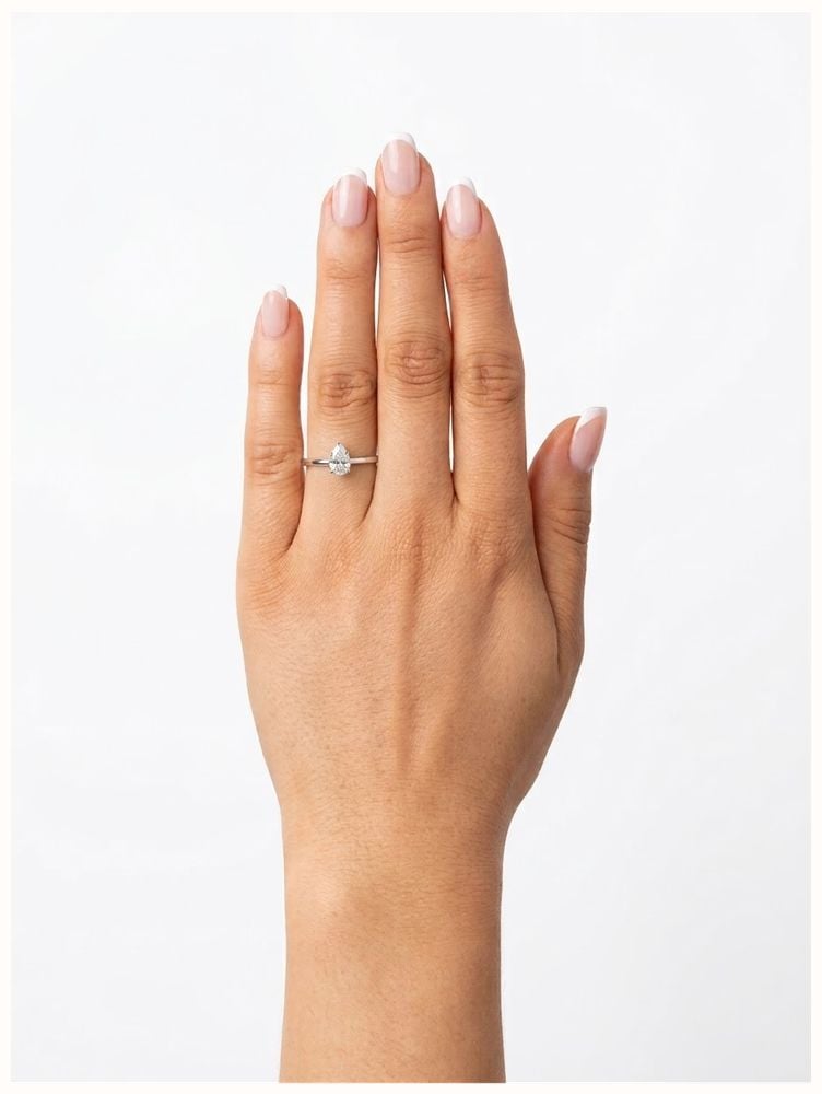 0.49ct Pear Natural Diamond 18ct White Gold Solitaire Ring FCD00402 - alternate view 4